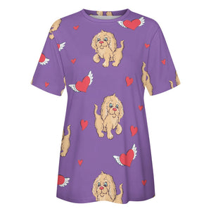 Precious Goldendoodle Love All Over Print Women's Cotton T-Shirt - 4 Colors-Apparel-Apparel, Doodle, Goldendoodle, Shirt, T Shirt-8