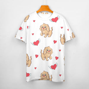Precious Goldendoodle Love All Over Print Women's Cotton T-Shirt - 4 Colors-Apparel-Apparel, Doodle, Goldendoodle, Shirt, T Shirt-2