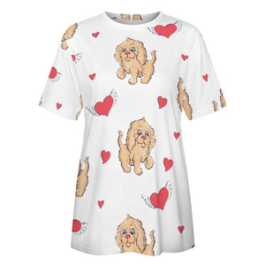 Precious Goldendoodle Love All Over Print Women's Cotton T-Shirts - 4 Colors-Apparel-Apparel, Doodle, Goldendoodle, Shirt, T Shirt-8