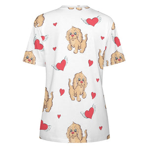 Precious Goldendoodle Love All Over Print Women's Cotton T-Shirts - 4 Colors-Apparel-Apparel, Doodle, Goldendoodle, Shirt, T Shirt-9