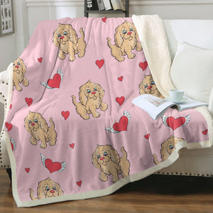 Precious Goldendoodle Love Soft Warm Fleece Blanket-Blanket-Blankets, Goldendoodle, Home Decor-Soft Pink-Small-3