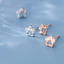 Load image into Gallery viewer, Precious Little Crystal Puppy Paw Earrings – Dainty Silver Jewelry-3