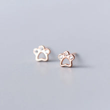 Load image into Gallery viewer, Precious Little Crystal Puppy Paw Earrings – Dainty Silver Jewelry-4