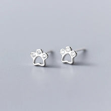 Load image into Gallery viewer, Precious Little Crystal Puppy Paw Earrings – Dainty Silver Jewelry-5