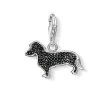 Load image into Gallery viewer, Precious Little Stone Studded Dachshund Silver Pendants-Black Lobster Clasp-10