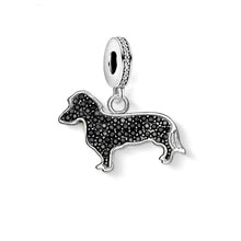 Load image into Gallery viewer, Precious Little Stone Studded Dachshund Silver Pendants-Black Ring-12