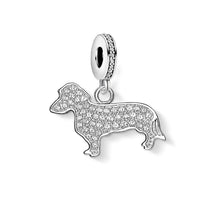 Load image into Gallery viewer, Precious Little Stone Studded Dachshund Silver Pendants-White Ring-11