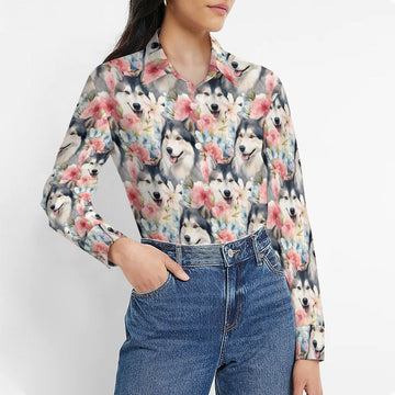 Precious Painted Husky Mom And Baby Womens Shirt 2 Designs 2 360x