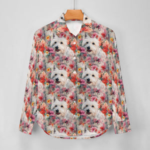 Precious Petals and Westie Bloom Women's Shirt-Apparel-Apparel, Shirt, West Highland Terrier-2