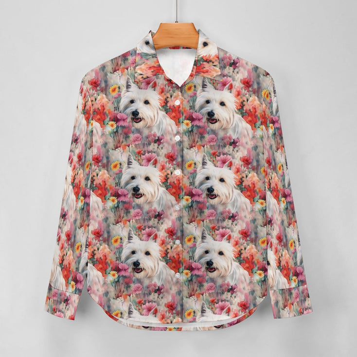 Precious Petals and Westie Bloom Women's Shirt-Apparel-Apparel, Shirt, West Highland Terrier-2