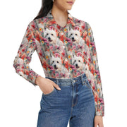Precious Petals and Westie Bloom Women's Shirt-Apparel-Apparel, Shirt, West Highland Terrier-5