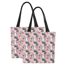 Load image into Gallery viewer, Precious Pink Petals and Schnauzers Large Canvas Tote Bags - Set of 2-Accessories-Accessories, Bags, Schnauzer-10