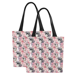 Precious Pink Petals and Schnauzers Large Canvas Tote Bags - Set of 2-Accessories-Accessories, Bags, Schnauzer-10
