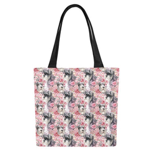 Precious Pink Petals and Schnauzers Large Canvas Tote Bags - Set of 2-Accessories-Accessories, Bags, Schnauzer-5