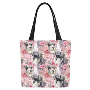 Precious Pink Petals and Schnauzers Large Canvas Tote Bags - Set of 2-Accessories-Accessories, Bags, Schnauzer-6