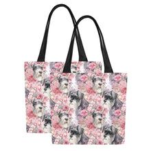 Load image into Gallery viewer, Precious Pink Petals and Schnauzers Large Canvas Tote Bags - Set of 2-Accessories-Accessories, Bags, Schnauzer-9