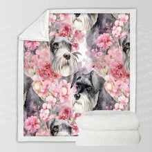 Load image into Gallery viewer, Precious Pink Petals and Schnauzers Soft Warm Fleece Blanket-Blanket-Blankets, Home Decor, Schnauzer-10