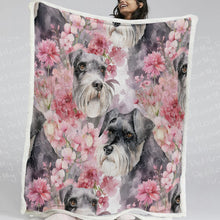 Load image into Gallery viewer, Precious Pink Petals and Schnauzers Soft Warm Fleece Blanket-Blanket-Blankets, Home Decor, Schnauzer-11