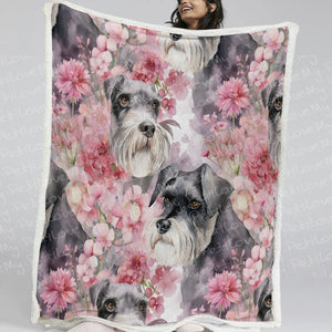 Precious Pink Petals and Schnauzers Soft Warm Fleece Blanket-Blanket-Blankets, Home Decor, Schnauzer-11