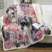 Load image into Gallery viewer, Precious Pink Petals and Schnauzers Soft Warm Fleece Blanket-Blanket-Blankets, Home Decor, Schnauzer-12