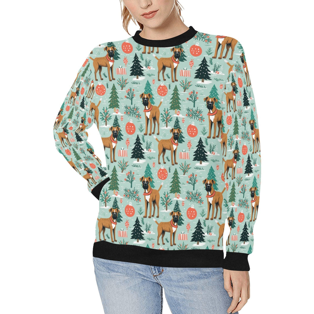 Presents and Paws Boxer Christmas Sweatshirt for Women-Apparel-Apparel, Boxer, Christmas, Dog Mom Gifts, Sweatshirt-S-1