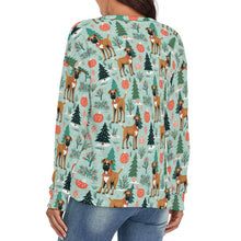 Load image into Gallery viewer, Presents and Paws Boxer Women's V-Neck Christmas Sweater-Apparel-Apparel,Boxer,Christmas,Dog Mom Gifts,Sweater,Sweatshirt-4