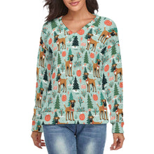 Load image into Gallery viewer, Presents and Paws Boxer Women's V-Neck Christmas Sweater-Apparel-Apparel,Boxer,Christmas,Dog Mom Gifts,Sweater,Sweatshirt-S-2