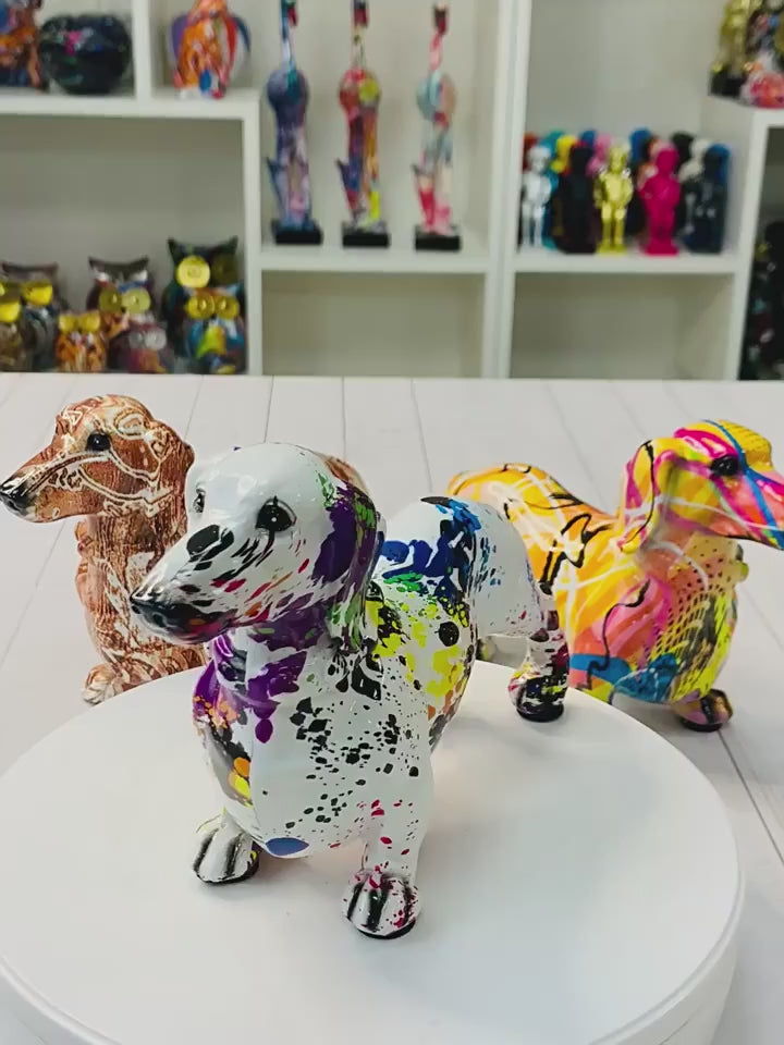 Stunning Dachshund Graffiti Design Resin Statue