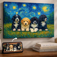 Load image into Gallery viewer, Photo of starry night inspired Protuguse Water Dog wall art