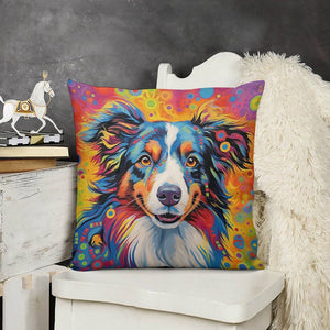 Psychedelic Palette Australian Shepherd Plush Pillow Case-Cushion Cover-Australian Shepherd, Dog Dad Gifts, Dog Mom Gifts, Home Decor, Pillows-3