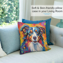 Load image into Gallery viewer, Psychedelic Palette Australian Shepherd Plush Pillow Case-Cushion Cover-Australian Shepherd, Dog Dad Gifts, Dog Mom Gifts, Home Decor, Pillows-7