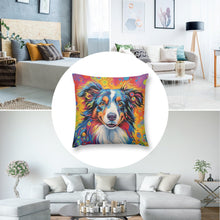 Load image into Gallery viewer, Psychedelic Palette Australian Shepherd Plush Pillow Case-Cushion Cover-Australian Shepherd, Dog Dad Gifts, Dog Mom Gifts, Home Decor, Pillows-8