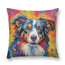Load image into Gallery viewer, Psychedelic Palette Australian Shepherd Plush Pillow Case-Cushion Cover-Australian Shepherd, Dog Dad Gifts, Dog Mom Gifts, Home Decor, Pillows-12 &quot;×12 &quot;-1