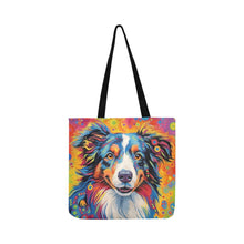 Load image into Gallery viewer, Psychedelic Palette Australian Shepherd Shopping Tote Bag-Accessories-Accessories, Australian Shepherd, Bags, Dog Dad Gifts, Dog Mom Gifts-White-ONESIZE-4
