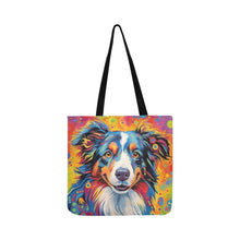 Load image into Gallery viewer, Psychedelic Palette Australian Shepherd Shopping Tote Bag-Accessories-Accessories, Australian Shepherd, Bags, Dog Dad Gifts, Dog Mom Gifts-White-ONESIZE-1