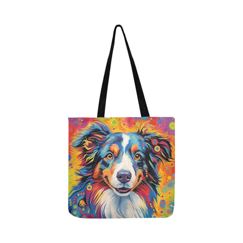 Psychedelic Palette Australian Shepherd Shopping Tote Bag-Accessories-Accessories, Australian Shepherd, Bags, Dog Dad Gifts, Dog Mom Gifts-White-ONESIZE-1