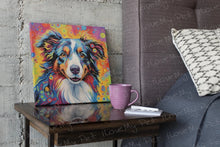 Load image into Gallery viewer, Psychedelic Palette Australian Shepherd Wall Art Poster-Art-Australian Shepherd, Dog Art, Home Decor, Poster-Framed Light Canvas-Small - 8x8&quot;-1