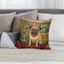 Load image into Gallery viewer, Pug at the Precipice Plush Pillow Case-Cushion Cover-Dog Dad Gifts, Dog Mom Gifts, Home Decor, Pillows, Pug-2