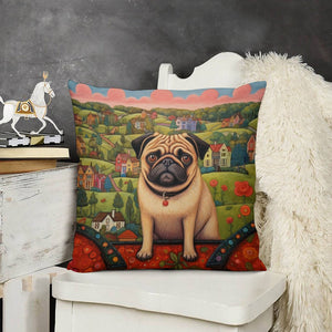 Pug at the Precipice Plush Pillow Case-Cushion Cover-Dog Dad Gifts, Dog Mom Gifts, Home Decor, Pillows, Pug-3
