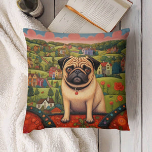 Pug at the Precipice Plush Pillow Case-Cushion Cover-Dog Dad Gifts, Dog Mom Gifts, Home Decor, Pillows, Pug-4