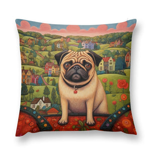 Pug at the Precipice Plush Pillow Case-Cushion Cover-Dog Dad Gifts, Dog Mom Gifts, Home Decor, Pillows, Pug-12 "×12 "-1