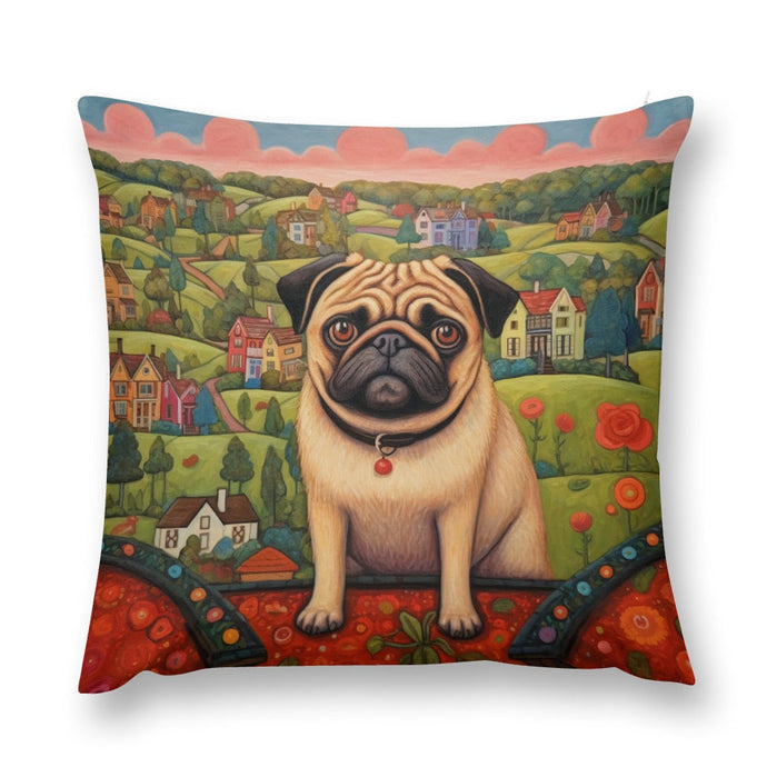 Pug at the Precipice Plush Pillow Case-Cushion Cover-Dog Dad Gifts, Dog Mom Gifts, Home Decor, Pillows, Pug-12 