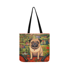 Load image into Gallery viewer, Pug at the Precipice Special Lightweight Shopping Tote Bag-Accessories-Accessories, Bags, Dog Dad Gifts, Dog Mom Gifts, Pug-White-ONESIZE-1