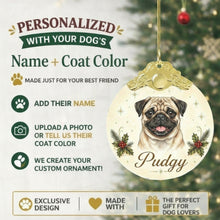 Load image into Gallery viewer, Pug Christmas Ornament - Gold Crown Dog Portrait - Personalized with Photo and Name-Christmas Ornament-Christmas,Christmas Ornament,Personalize Artwork-2