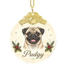 Load image into Gallery viewer, Pug Christmas Ornament - Gold Crown Dog Portrait - Personalized with Photo and Name-Christmas Ornament-Christmas,Christmas Ornament,Personalize Artwork-3