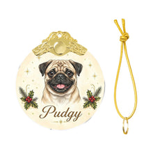 Load image into Gallery viewer, Pug Christmas Ornament - Gold Crown Dog Portrait - Personalized with Photo and Name-Christmas Ornament-Christmas,Christmas Ornament,Personalize Artwork-4