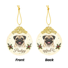 Load image into Gallery viewer, Pug Christmas Ornament - Gold Crown Dog Portrait - Personalized with Photo and Name-Christmas Ornament-Christmas,Christmas Ornament,Personalize Artwork-5