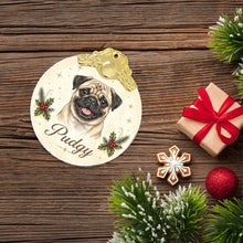 Load image into Gallery viewer, Pug Christmas Ornament - Gold Crown Dog Portrait - Personalized with Photo and Name-Christmas Ornament-Christmas,Christmas Ornament,Personalize Artwork-7
