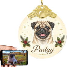 Load image into Gallery viewer, Pug Christmas Ornament - Gold Crown Dog Portrait - Personalized with Photo and Name-Christmas Ornament-Christmas,Christmas Ornament,Personalize Artwork-1