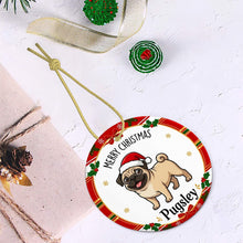 Load image into Gallery viewer, Pug Christmas Ornament - Personalized Whimsical Holiday Cartoon Art Design - with Name-Christmas Ornament-Christmas,Personalize Artwork,Pug-4